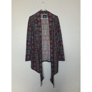 Double D Ranch Aztec Tribal Western Long Cardigan Folk Southwest Sz M Boho